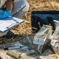 Soil Test. Female Agronomist Taking Notes In The Field