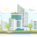 Eco-friendly housing complex – modern flat design style vector illustration